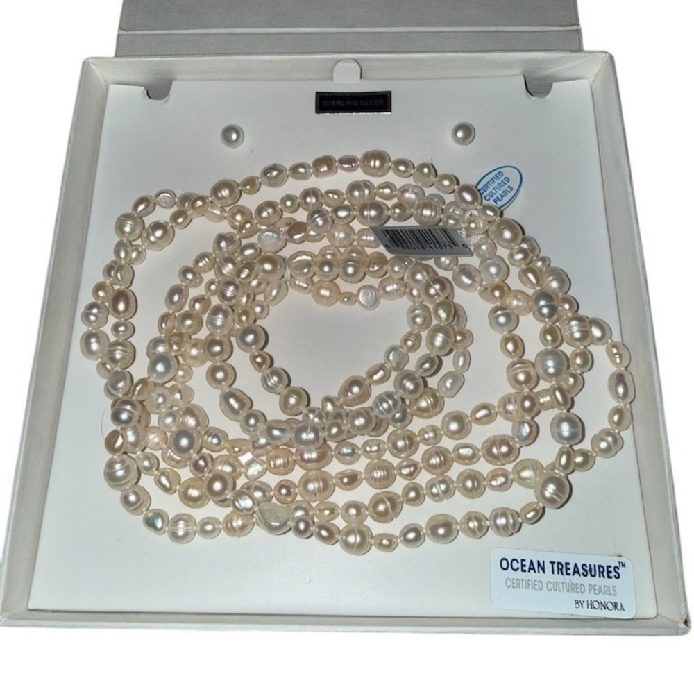 Pacific Pearls Ocean Treasures Cultured Pearl Strand Necklace Ivory 28in‎